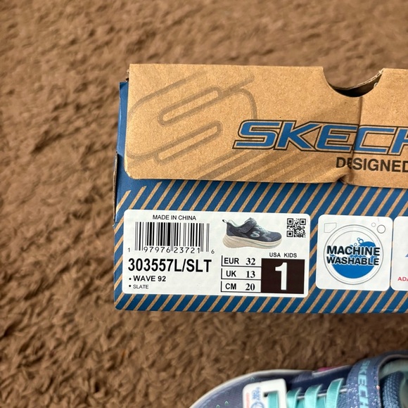 Skechers Kids' Gray Blue Aqua Sneakers NEW Sz 1 Glitter Sparkle Girls - Picture 7 of 7